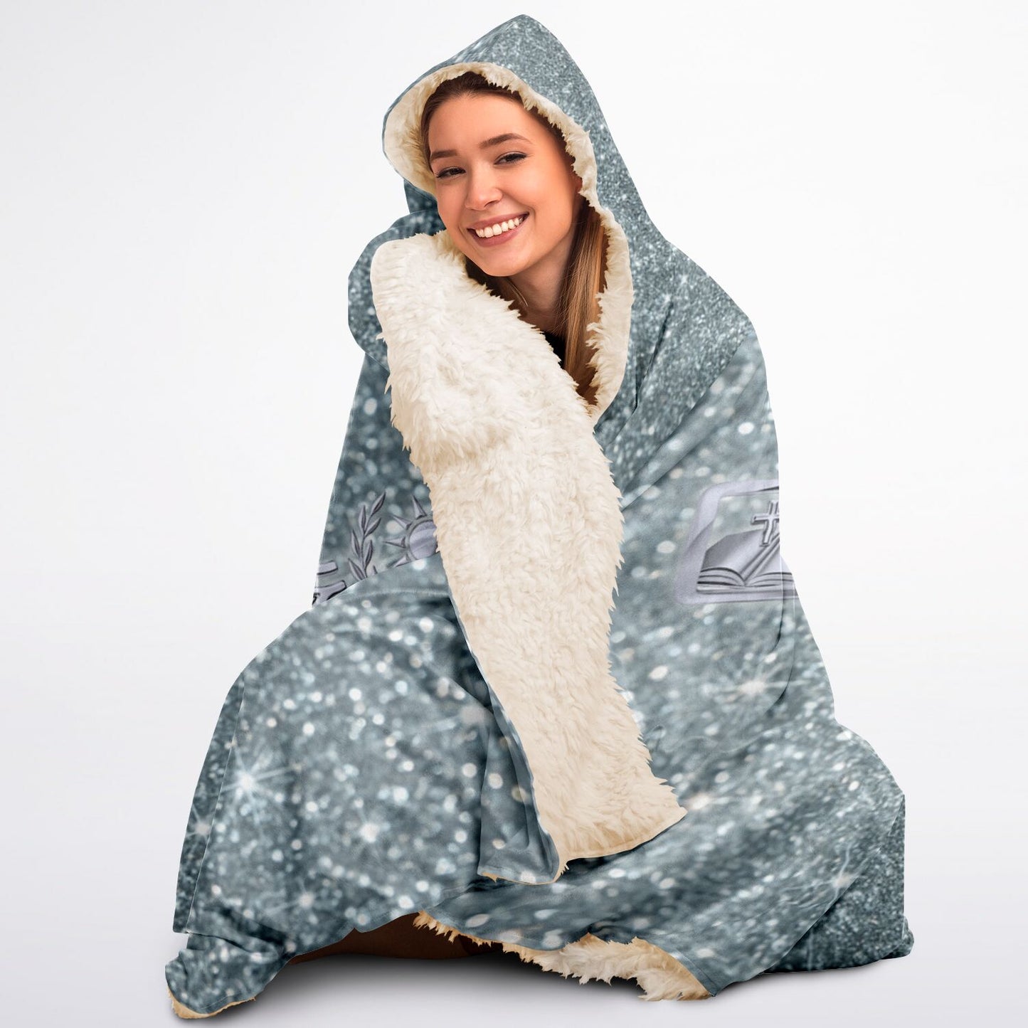 Ancient Wisdom Sherpa Blanket - AOP Platinum